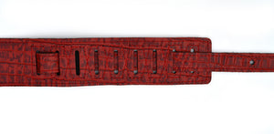 Magma Leathers 2.52" Delux Argentinean Leather Guitar Strap Crocodrile Red (07MCO05.)