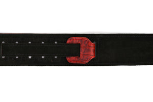 Magma Leathers 2.52" Delux Argentinean Leather Guitar Strap Crocodrile Red (07MCO05.)