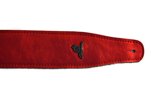 Magma Leathers 2.52" Delux Argentinean Leather Chamois Guitar Strap Cristal Metallic Red (07MCR01R.)