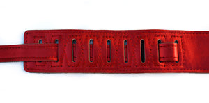 Magma Leathers 2.52" Delux Argentinean Leather Chamois Guitar Strap Cristal Metallic Red (07MCR01R.)