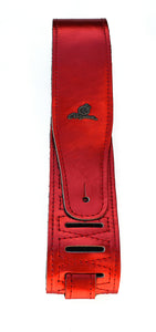 Magma Leathers 2.52" Delux Argentinean Leather Chamois Guitar Strap Cristal Metallic Red (07MCR01R.)