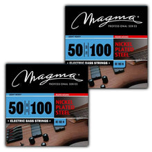 Load image into Gallery viewer, Magma Light Heavy Electric Bass Strings - Nickel Plated Steel, 50-100 Gauge Long Scale Strings - 34 inch Light Heavy Gauge 4 String Sets - String gauges: 50-70 - 80-100 (BE180N)
