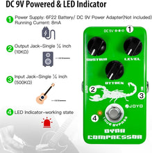 Load image into Gallery viewer, JOYO Dyna Compressor, JF-10 Model for Electric Guitar &amp; Bass, Classic Ross Re-creation, Low Noise, True Bypass
