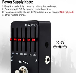 JOYO 6-Band EQ Pedal Electric Guitar Equalizer (100Hz 200Hz 400Hz 800Hz 1.6kHz 3.2kHz) Provides ±18dB for Each Band (JF-11)