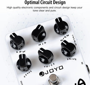 JOYO Overdrive Distortion Pedal Amp Simulator Rock Tones from OD to Dist for Electric Guitar Effect - Bypass (California Sound JF-15)