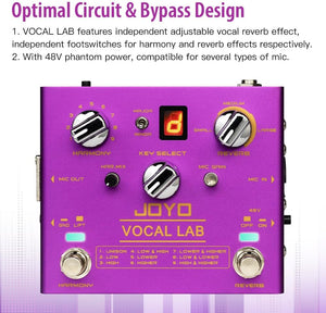 JOYO Vocal Harmony Pedal with 9 Vocal Harmony Effects, 12-Key, 3 Reverb Models for Singer and Guitarist Singing (Vocal Lab R-16)