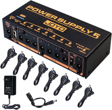 Load image into Gallery viewer, JOYO Built-in 4400mAh Rechargeable Battery Guitar Effect Pedal Power Supply 8 Outputs 9V 12V 18V (100mA, 500mA) Jacks &amp; 5V/1A USB Port (JP-05)
