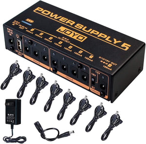 JOYO Built-in 4400mAh Rechargeable Battery Guitar Effect Pedal Power Supply 8 Outputs 9V 12V 18V (100mA, 500mA) Jacks & 5V/1A USB Port (JP-05)