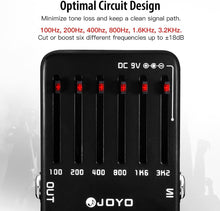 Load image into Gallery viewer, JOYO 6-Band EQ Pedal Electric Guitar Equalizer (100Hz 200Hz 400Hz 800Hz 1.6kHz 3.2kHz) Provides ±18dB for Each Band (JF-11)
