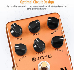 JOYO American Sound Amp Simulator Pedal of Fd 57 Deluxe Amplifier from Clean to Overdrive Sound for Electric Guitar Effect