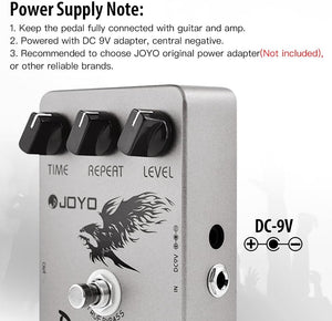 JOYO Digital Delay Effect Pedal for Electric Guitar & Bass Delay Time Range 25ms-600ms Sounds "Analog" Delay - True Bypass (JF-08)