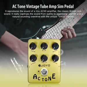 JOYO Distortion Vintage Tube AC30 Amp Simulator Pedal British Rock Sound for Electric Guitar Effect - Bypass (AC Tone JF-13)