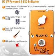 Load image into Gallery viewer, JOYO Vintage Phase Effect Pedal Beautifully Re-Creates Classic Phaser Sounds of 70&#39;s for Electric Guitar Effect - True Bypass (JF-06)
