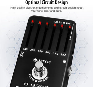 JOYO 6-Band EQ Pedal Electric Guitar Equalizer (100Hz 200Hz 400Hz 800Hz 1.6kHz 3.2kHz) Provides ±18dB for Each Band (JF-11)