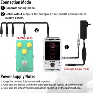 JOYO Power Supply Tuner Pedal with Isolated 8-Channel (2 at 500mA, 6 at 100mA) Low Noise DC 9V Output - True Bypass (Power Tune JF-18R)