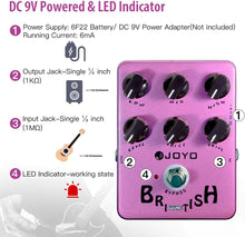 Load image into Gallery viewer, JOYO Overdrive British Rock Amp Simulator Pedal Brit-Rock Era Bluesbreaker Overload for Electric Guitar Effect - Bypass (British Sound JF-16)
