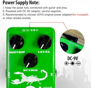 JOYO Dyna Compressor, JF-10 Model for Electric Guitar & Bass, Classic Ross Re-creation, Low Noise, True Bypass