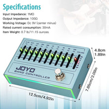 Load image into Gallery viewer, JOYO EQ Pedal 10 Band Equalizer (31.25Hz-16kHz) for Electric Guitar &amp; Bass Including 4-string/ 5-string / 6-string/ 7-string Guitars (R-12)
