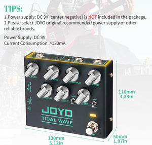 JOYO Bass Guitar Pedals Preamp Overdrive Pedal with EQ and Noise Reduction DI Output for Pop Funk Metal Bassist Electric Guitar (TIDAL WAVE R-30)