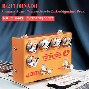 JOYO Overdrive Effect Pedal Dual Channel with Independent Footswitch for Electric Guitar - JDC Signature (TORNADO R-21)