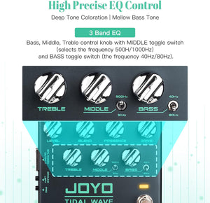 JOYO Bass Guitar Pedals Preamp Overdrive Pedal with EQ and Noise Reduction DI Output for Pop Funk Metal Bassist Electric Guitar (TIDAL WAVE R-30)