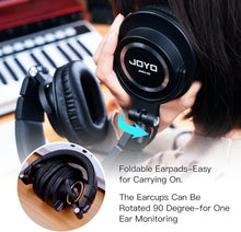 Load image into Gallery viewer, JOYO Studio Monitor Headphones Wired Audio Recording Monitor Headset Over Ear Headphones for Mixer Amplifier Podcast Keyboard Piano Deep Bass 3M Cable (JMH-01)
