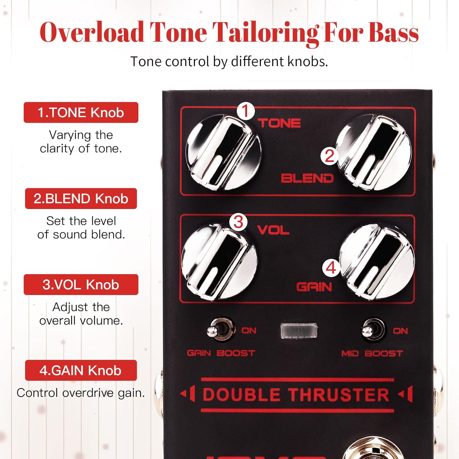 high gain overdrive pedals JOYO Bass Guitar Pedals High Gain Overdrive Effect Pedal with Independ – MAGMA STRINGS