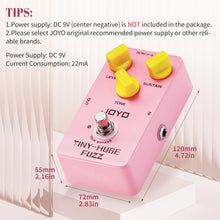 Load image into Gallery viewer, JOYO Fuzz Guitar Pedal Classical Vintage Fuzz Tone for Electric Guitar Punchy Bass and Long Sustain Tone True Bypass (TINY-HUGE JF-26)
