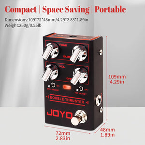 JOYO Bass Guitar Pedals High Gain Overdrive Effect Pedal with Independent Mid Frequency and Gain Boost for Bassist Electric Guitar Bass (DOUBLE THRUSTER R-28)