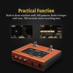 HOTONE Multi Effects Processor Pedal Guitar Bass Amp Modeling IR Cabinets Simulation Multi Language Multi-Effects with Expression Pedal Stereo OTG USB Audio Interface Ampero Mini MP-50 (Orange)