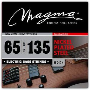 Magma New Metal - Heavy "A" Tuning Electric Bass Strings - Nickel Plated Steel, 65-135 Gauge Long Scale Strings - 34 inch New Metal - 4 String Set - String gauges: 65-85 - 105-135 (BE240N) - 1 Set