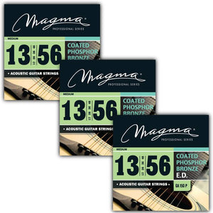 Magma Acoustic Guitar Strings Medium Gauge COATED Phosphor Bronze Set, .013 - .056 (GA150P)