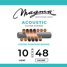Load image into Gallery viewer, Magma Acoustic Guitar Strings Light Gauge COATED Phosphor Bronze Set, .010 - .048 (GA120P)
