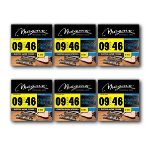 Magma Electric Guitar Strings Regular Light Gauge Stainless Steel Set, .009 - .046 (GE130S)