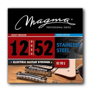 Magma Electric Guitar Strings Heavy Medium Gauge Stainless Steel Set, .012 - .052 (GE170S)