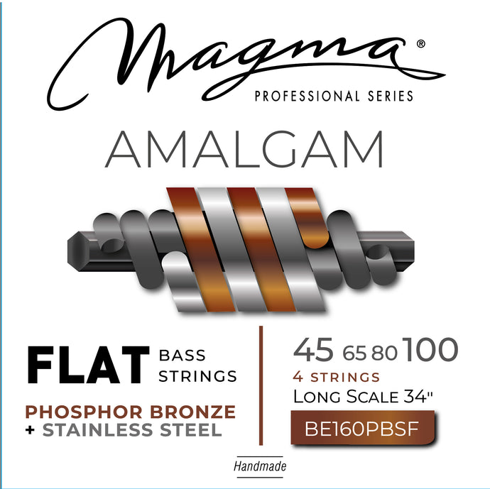 Magma Electric Bass Strings Medium Light - AMALGAM Phosphor Bronze/Stainless Steel FLAT Wound- Long Scale 34
