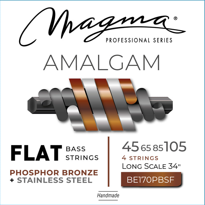 Magma Electric Bass Strings Medium - AMALGAM Phosphor Bronze/Stainless Steel FLAT Wound- Long Scale 34