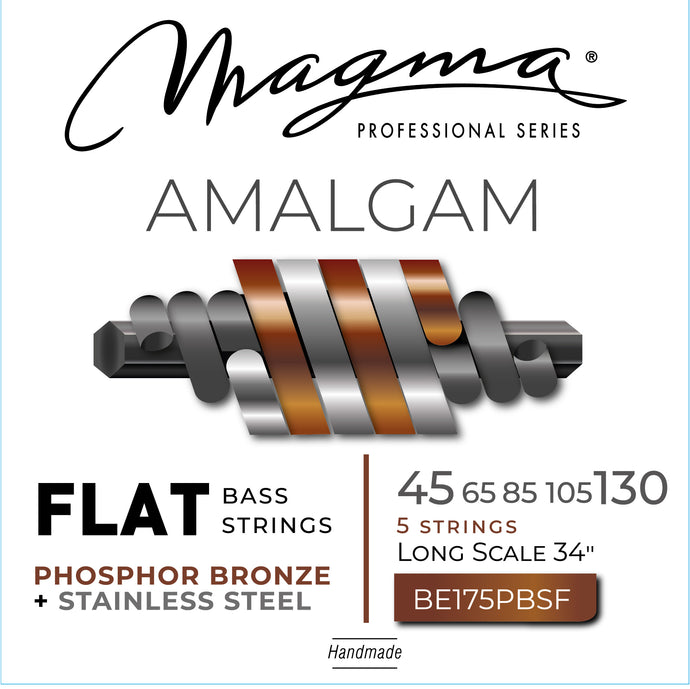 Magma Electric Bass Strings Medium - AMALGAM Phosphor Bronze/Stainless Steel FLAT Wound- Long Scale 34