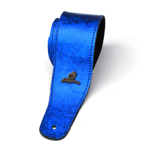 Magma Leathers 2.52" Delux Argentinean Leather Chamois Guitar Strap Cristal Metallic Blue (07MCR01B.)