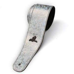 Magma Leathers 2.52" Delux Argentinean Leather Chamois Guitar Strap Cristal Silver (07MCR01S.)