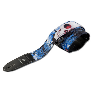 Magma Leathers 2" Soft-hand Polyester Guitar Strap Sublimation-Printed with Metal Design, Genuine Leather Ends (07MS01M.)