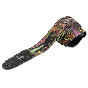Magma Leathers 2" Soft-hand Polyester Guitar Strap Sublimation-Printed with Comic Design, Genuine Leather Ends (07MS01C.)