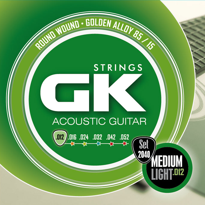 GK Acoustic Guitar Strings Medium Light Gauge 85/15 Bronze Set, .012 - .054 (2040)