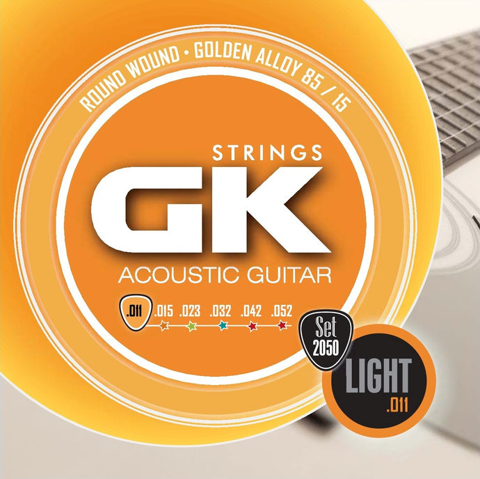 GK Acoustic Guitar Strings Regular Light Gauge 85/15 Bronze Set, .011 - .052 (2050)