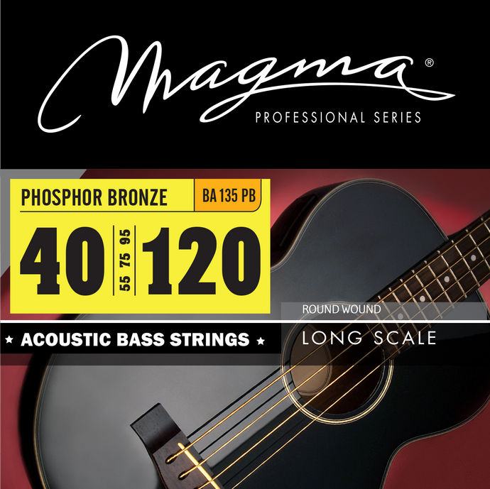 Magma Acoustic Bass Strings Extra Light - Phosphor Bronze Round Wound - Long Scale 34'' 5 Strings Set, .040 - .120 (BA135PB)