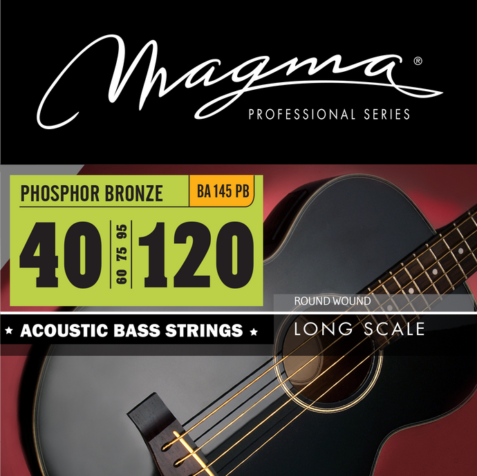 Magma Acoustic Bass Strings Extra Light+ - Phosphor Bronze Round Wound - Long Scale 34'' 5 Strings Set, .040 - .120 (BA145PB)