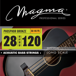 Magma Acoustic Bass Strings Extra Light+ - Phosphor Bronze Round Wound - Long Scale 34'' 6 Strings Set, .028 - .120 (BA146PB)