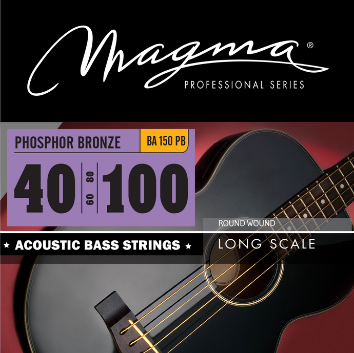 Magma Acoustic Bass Strings Light - Phosphor Bronze Round Wound - Long Scale 34'' Set, .040 - .100 (BA150PB)