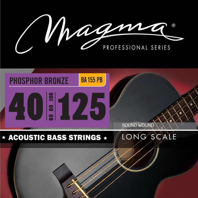 Magma Acoustic Bass Strings Light - Phosphor Bronze Round Wound - Long Scale 34'' 5 Strings Set, .040 - .125 (BA155PB)