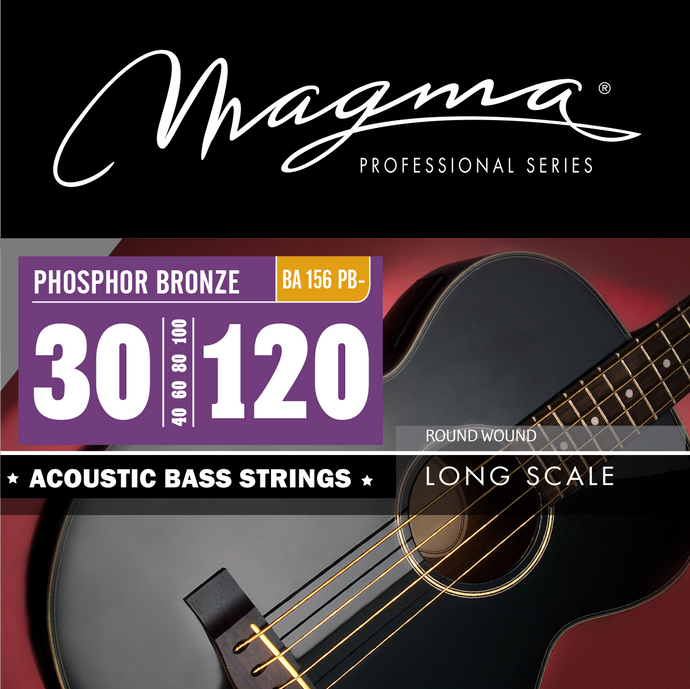 Magma Acoustic Bass Strings Light- - Phosphor Bronze Round Wound - Long Scale 34'' 6 Strings Set, .030 - .120 (BA156PB-)